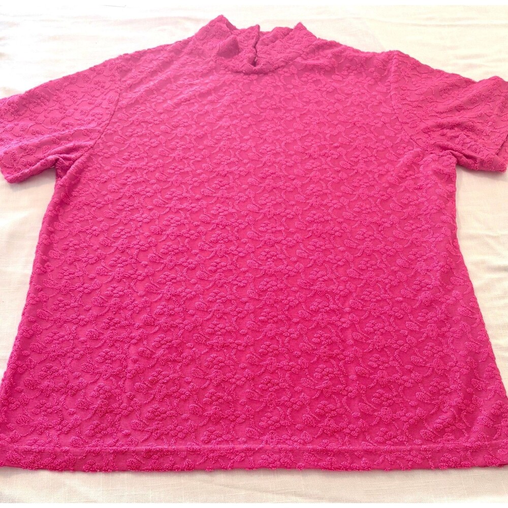 Women's Blouse Short Sleeve Pull-Over Lace Pink Large